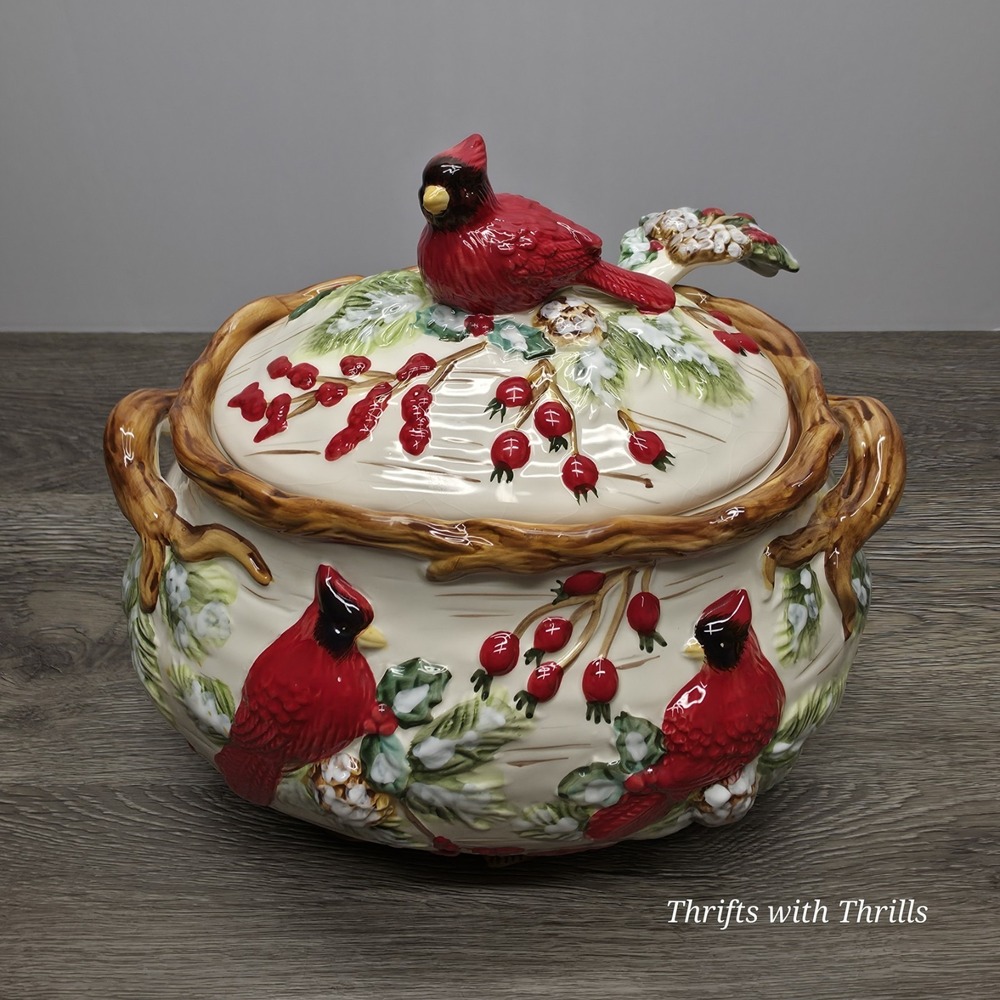 Vintage Cracker Barrel "Cardinal Tureen with Ladle